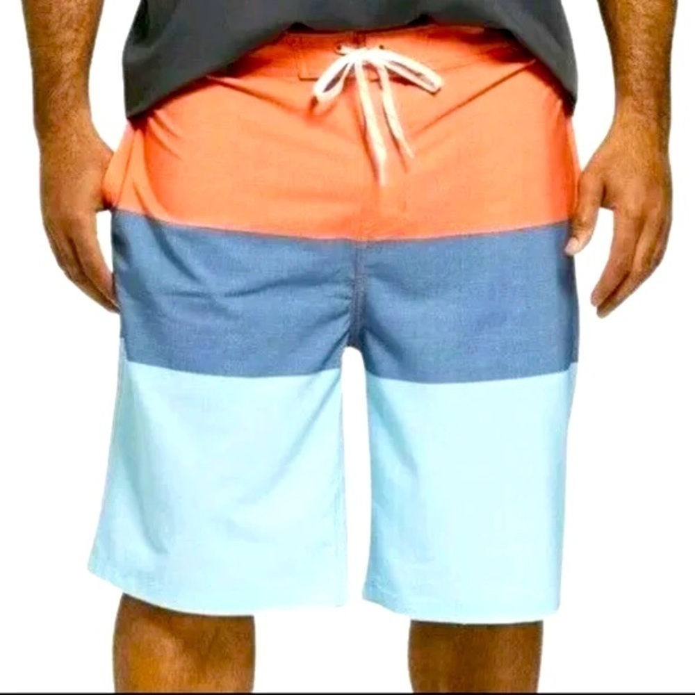 Bag256. Goodfellow waist 34 board shorts. Orange and blue.